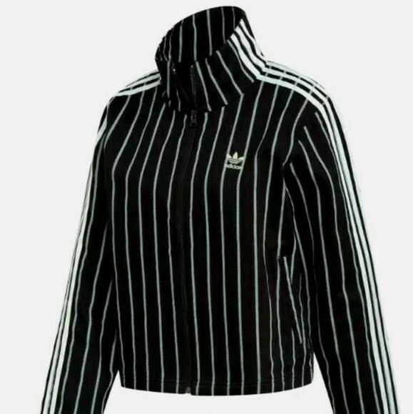 Adidas Originals 2pc Set Jacket  Pants Black Mint Pinstripe Cotton Denim L-XL/XL - Picture 3 of 14